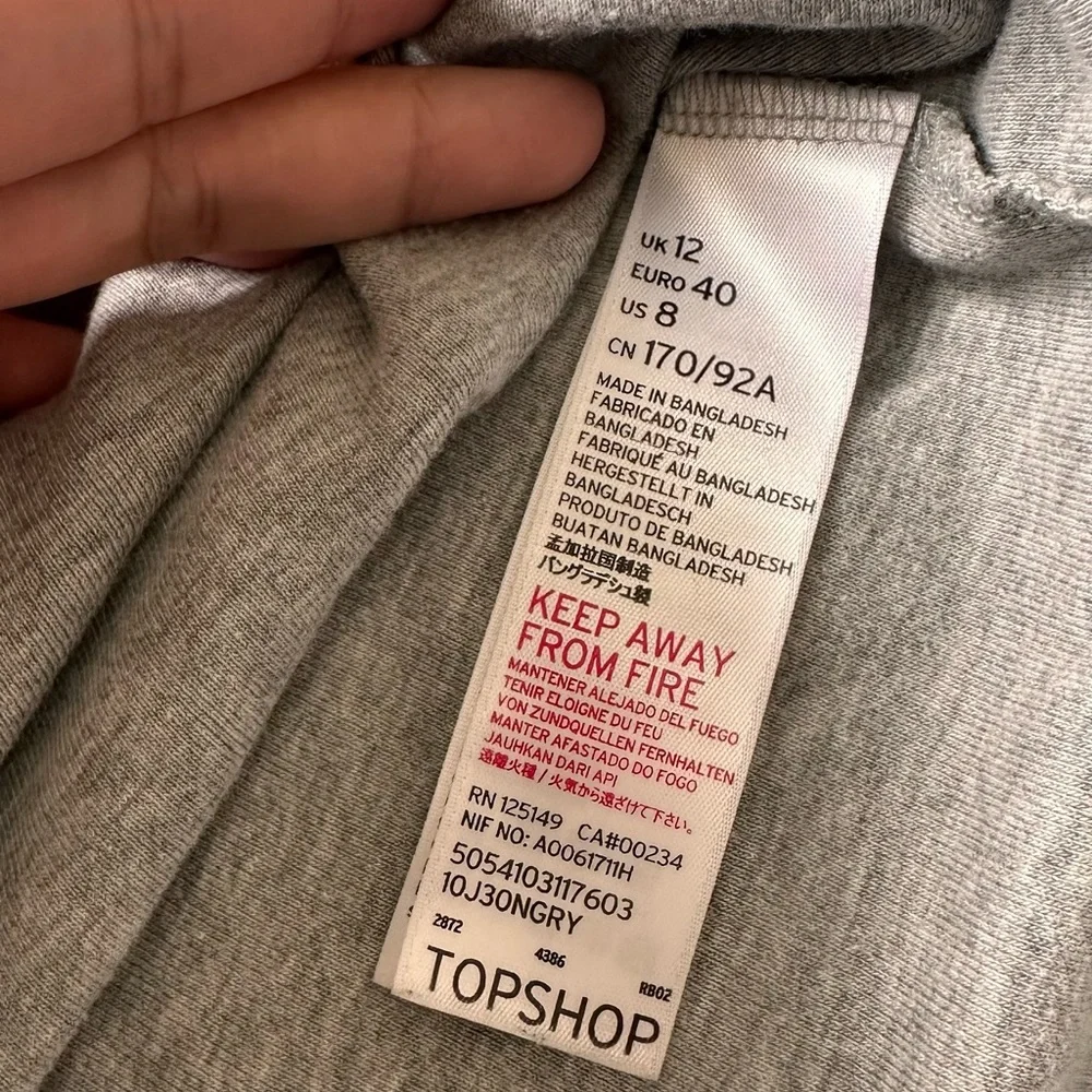 Topshop Gray Spaghetti Strap Dress fitted Mini Summer stretchy Slim Fit Size 8 - Picture 5 of 8